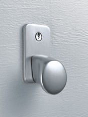 hormann garage door handle with operating locking mechanism in brushed stainless steel